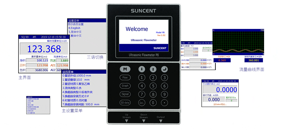 迅昇便攜式超聲波流量計(jì)界面